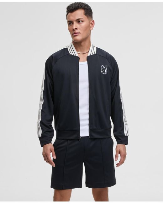 Mode Of One Men's Blue Relaxed-fit Contrast Paneled Full-zip