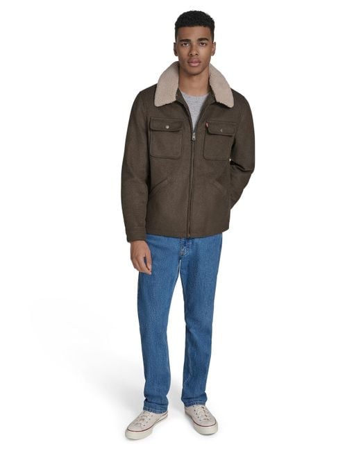 Levi's Brown Wool Blend Depot Sherpa Collar Jacket for men