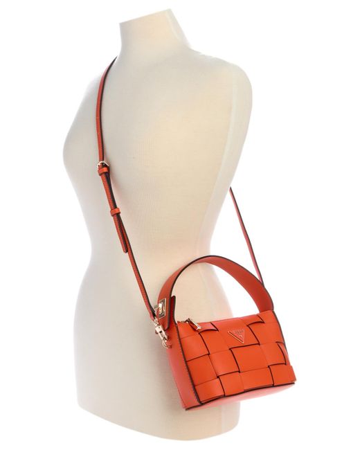 Guess Orange Maylee Mini Woven Hobo Bag