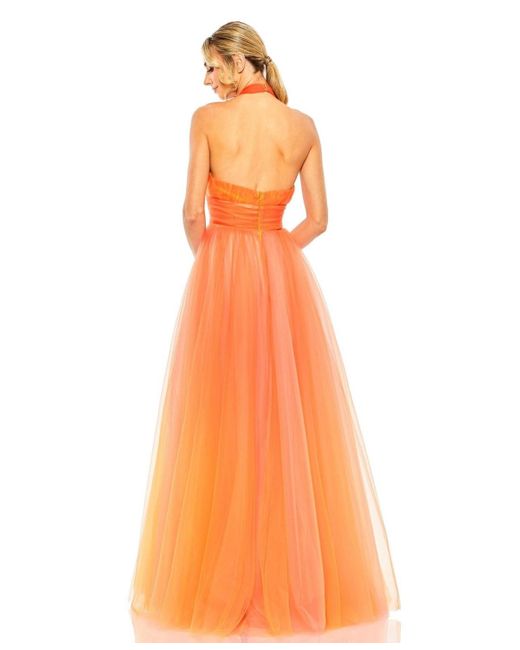 Mac Duggal Orange Cross Front Tulle Dress