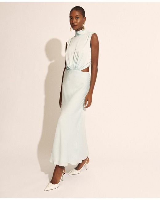 Bardot Natural Delphine High-neck Cut-out Maxi Dress