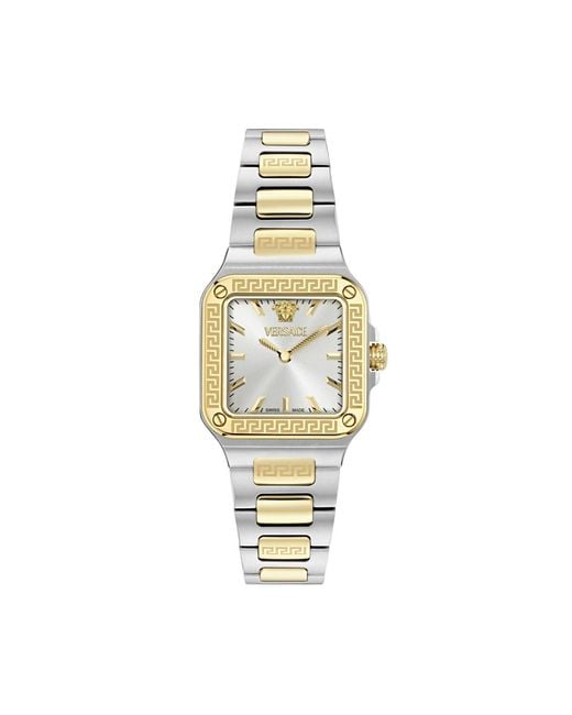 Versace Metallic Greca Edge Two Tone Bracelet Watch