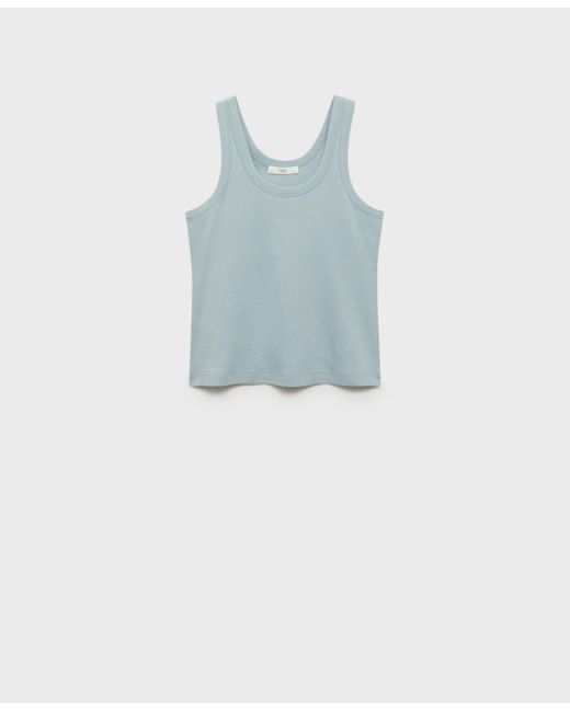 Mango Blue Cotton Strap Top