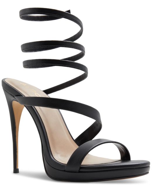 ALDO Black Kat Leg-wrap Platform Dress Sandals