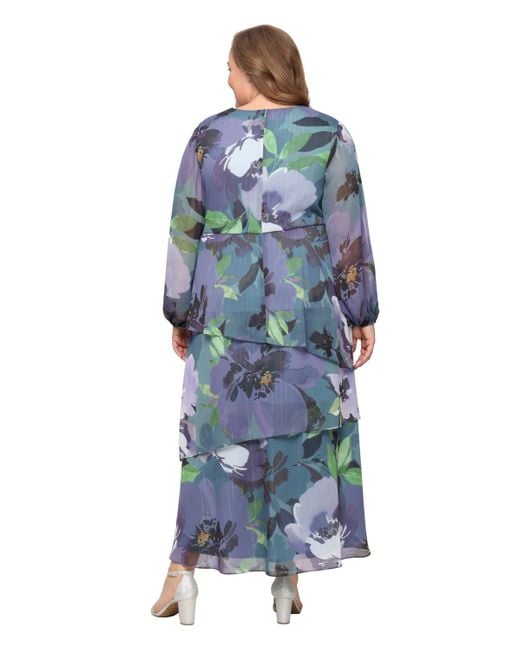 Sl Fashions Blue Plus Size High-low Chiffon A-line Dress