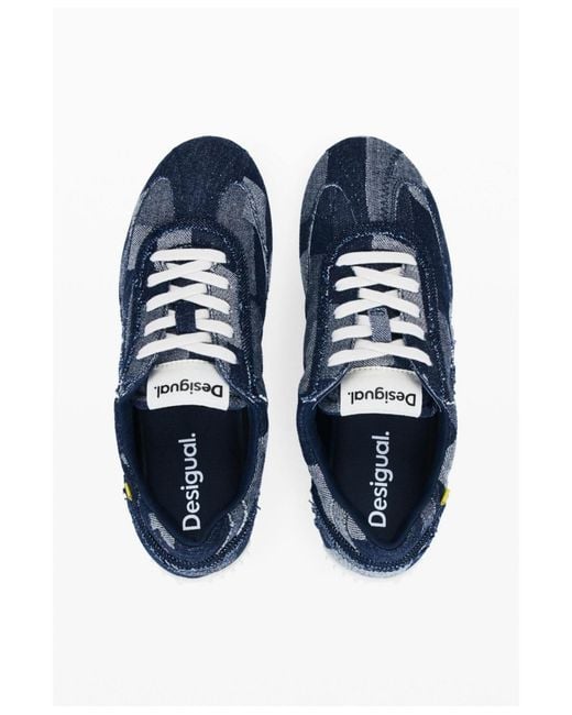 Desigual Blue Denim Patchwork Sneaker