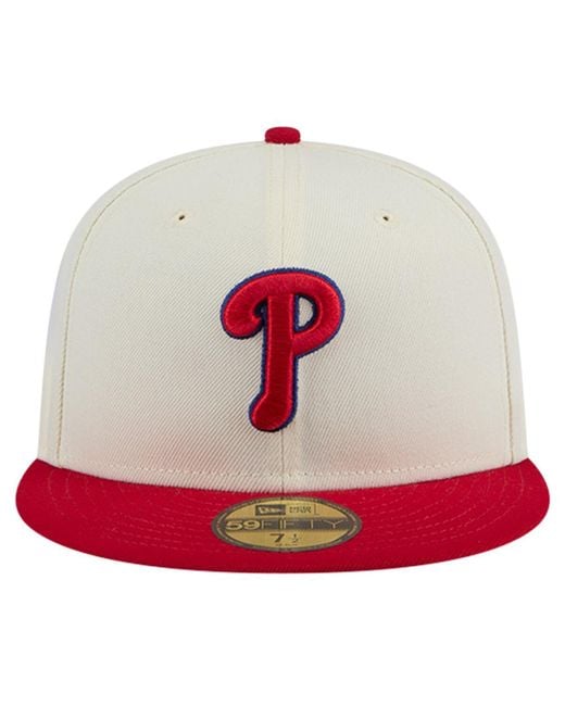 KTZ White Philadelphia Phillies Evergreen Chrome 59fifty Fitted Hat for men