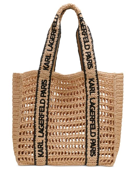 Karl Lagerfeld Brown Antibes Woven Straw Large Tote