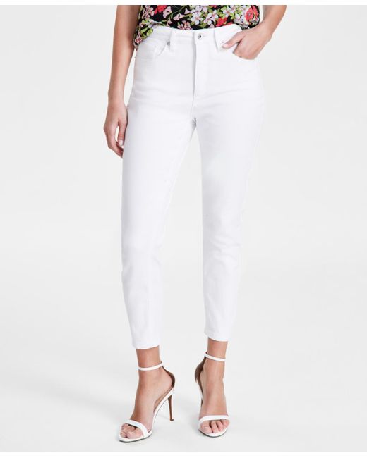 Anne Klein White High-rise Ankle Skinny Jeans