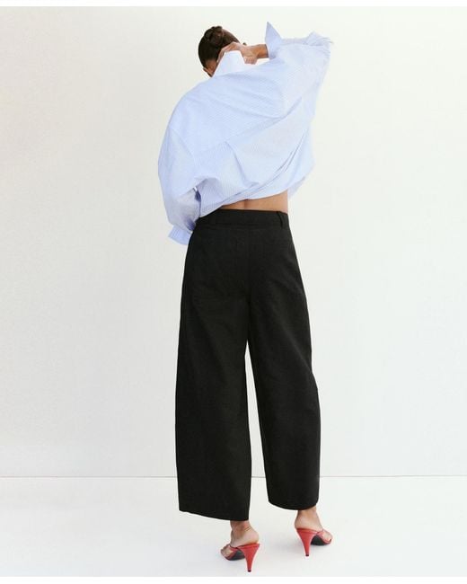 Mango Black Linen Balloon Pants