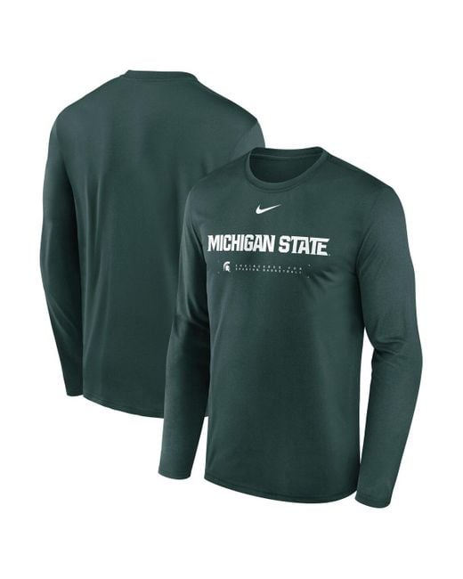 Nike Green Michigan State Spartans 2025 Courtside Basketball Shootaround Legend Dri-fit Long Sleeve T-shirt for men