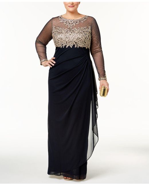 embroidered illusion gown