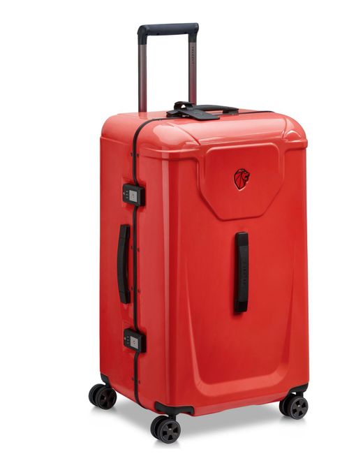 Delsey Red Peugeot Voyages 26" Trunk Spinner Suitcase
