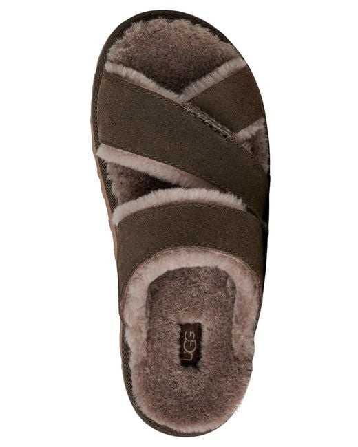 Ugg Brown Greenport Cross Strap Open Toe Slide Sandals