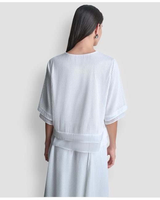 DKNY Blue Crew Neck Layered Top