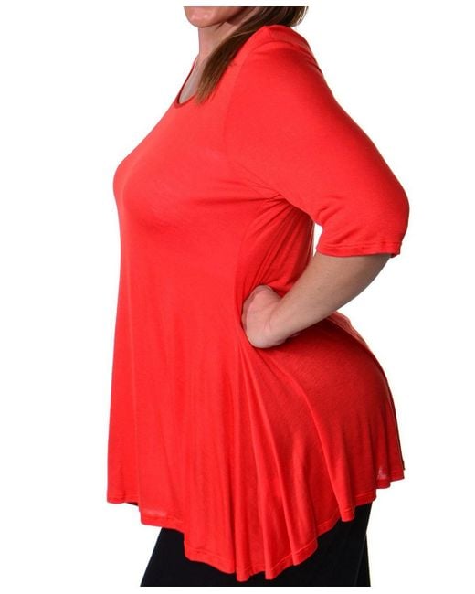 24seven Comfort Apparel Red Plus Size Tunic Top