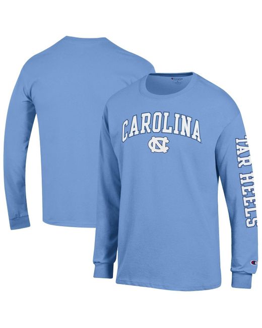 Champion Carolina Blue North Carolina Tar Heels Arch Over Logo 2-hit Long Sleeve T-shirt for men