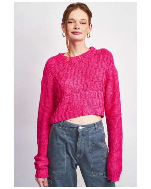 emory park Pink Kate Cropped Sweater