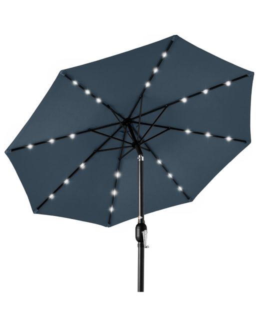 Best Choice Products Blue 10ft Solar Led Lighted Patio Umbrella W/ Tilt Adjustment