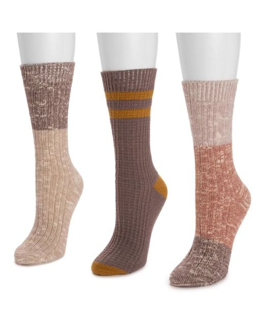 Muk Luks Brown Boot Socks 3 Pair Pack