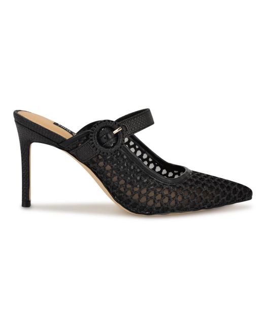 Nine West Black Rondel Buckle Strap Slip-on Pumps