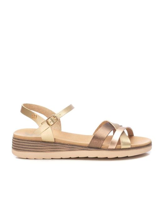 Xti Natural Low Wedge Strappy Sandals By