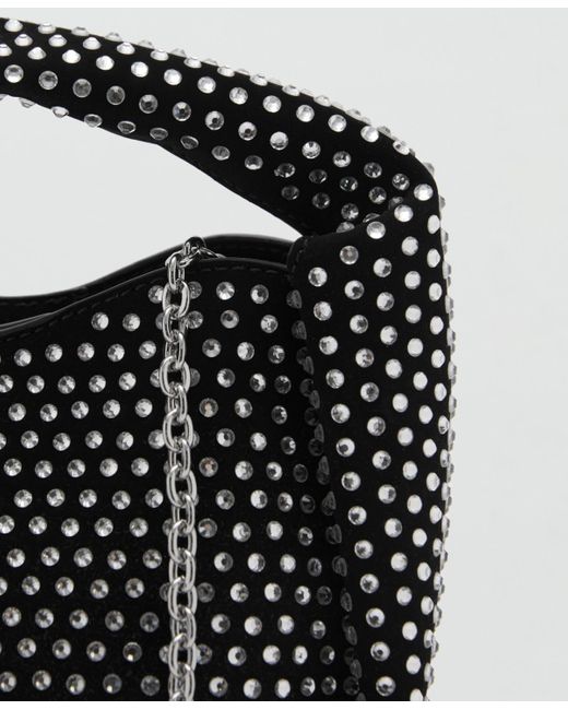Mango White Mini Rhinestone Chain Bag