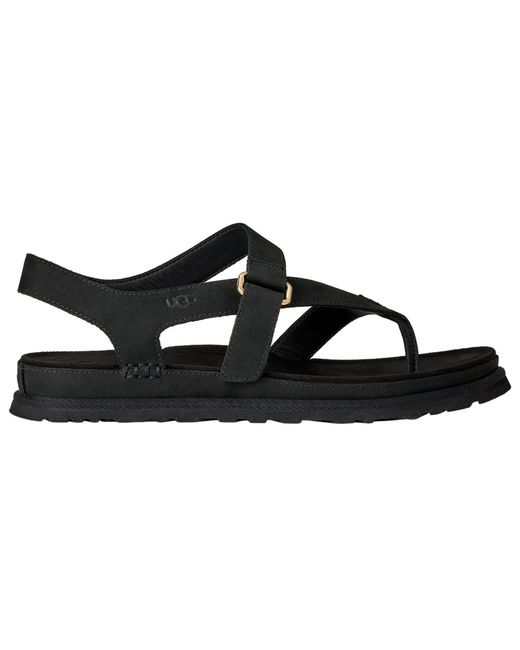 Ugg Black Goldengaze Open Toe Flat Sandals
