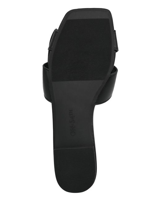 On 34th Black Pearlaa Square Toe Flat Sandals
