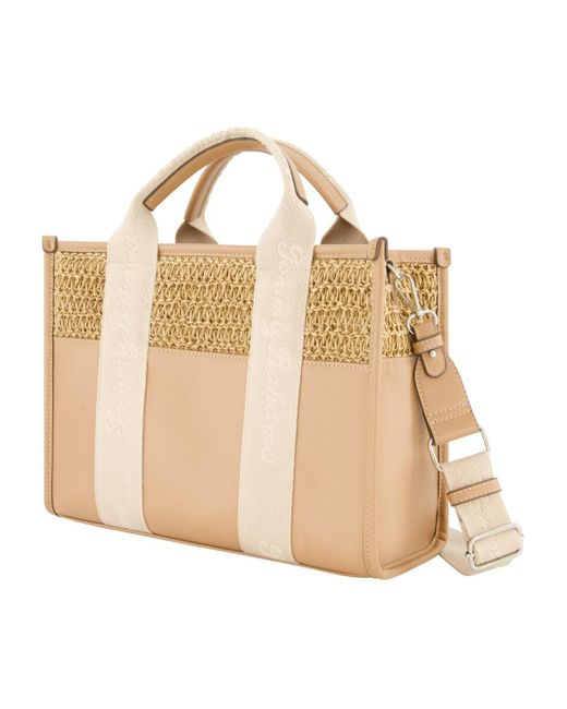 Tommy Bahama Natural Raffia Logo Webbing Modern Tote