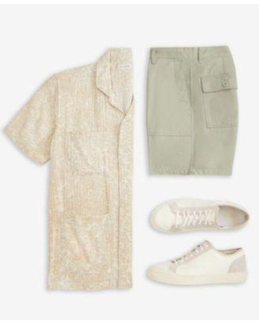 Sun & Stone White Sun Stone Camp Mays Regular Fit Printed Button Down Shirt Peter Regular Fit 6 Cotton Field Shorts Macys Exclusive for men