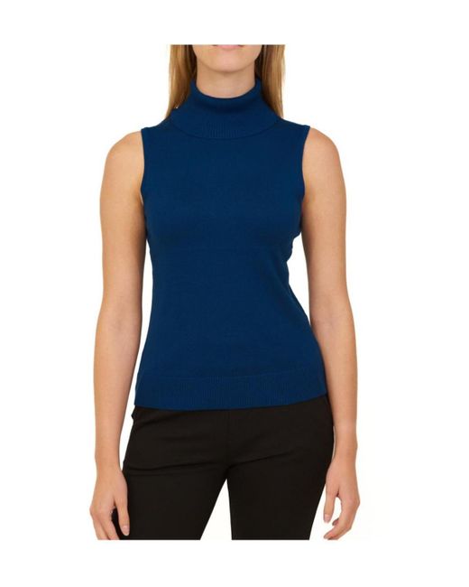 Cable & Gauge Sleeveless Turtle Neck Sweater in Blue Lyst
