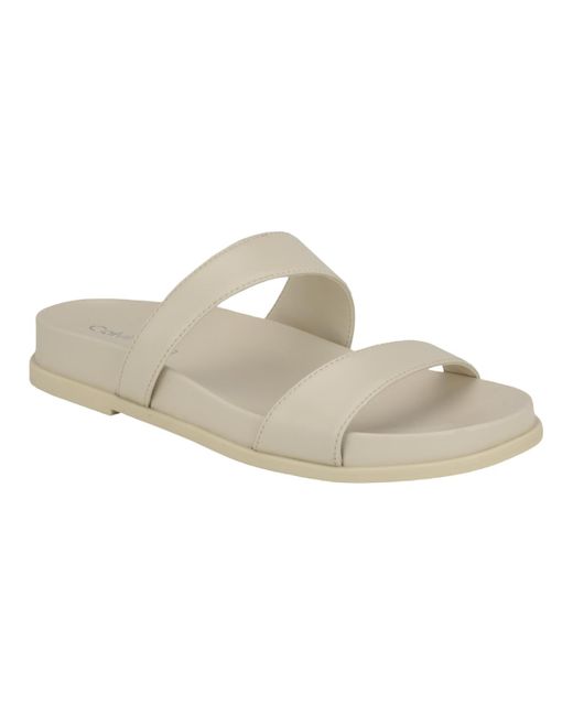 Calvin Klein White Explore Footbed Slide Sandals
