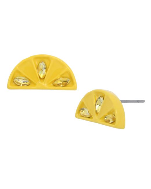 Betsey Johnson Yellow Faux Stone Lemon Stud Earrings