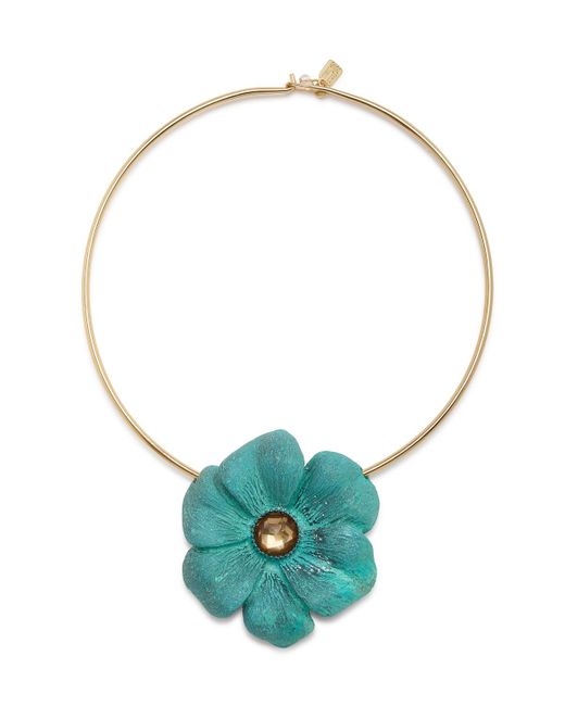 Robert Lee Morris Blue Faux Stone Patina Flora Wire Necklace