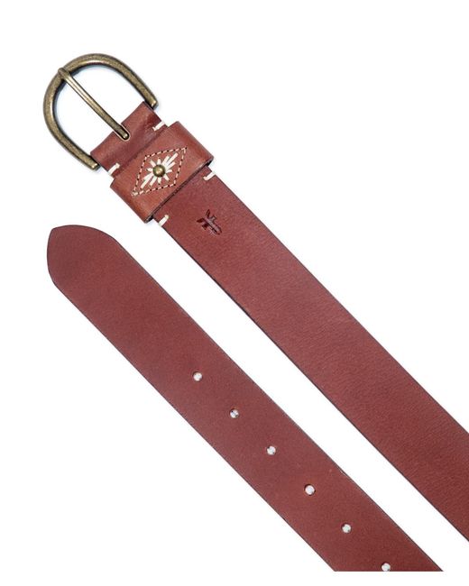Frye Brown Embroidery On Loop Belt