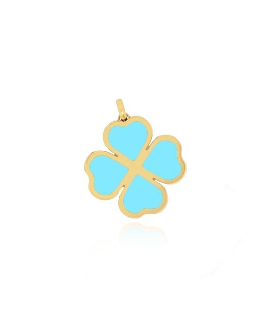The Lovery Blue Turquoise Lucky Clover Charm 14k Gold 13 Millimeters