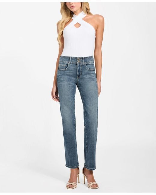 Guess Blue Shape-up Straight Leg Jeans