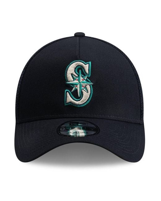 KTZ Blue Seattle Mariners Side Script 9forty A-frame Trucker Adjustable Hat for men