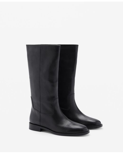 Mango Black Leather High Boots