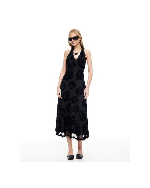 Lioness Black Stars Align Halter Neck Midi Dress