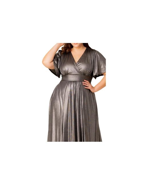 Kiyonna Black Plus Size Evania Metallic Evening Gown