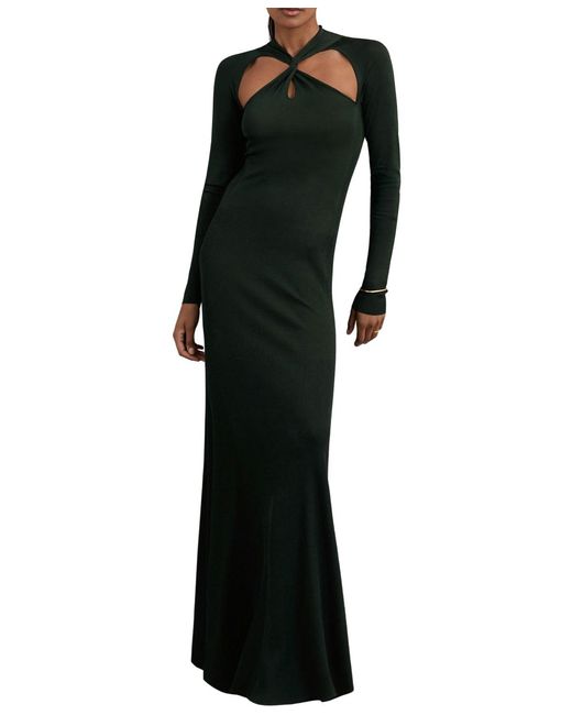 Reiss Black Cut-out Knitted Maxi Dress
