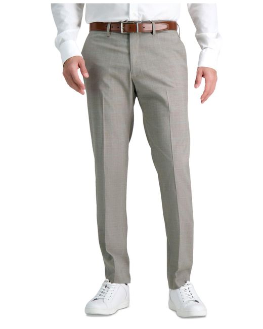 Cole Reaction Slimfit Stretch Check Dress Pants in Gray for