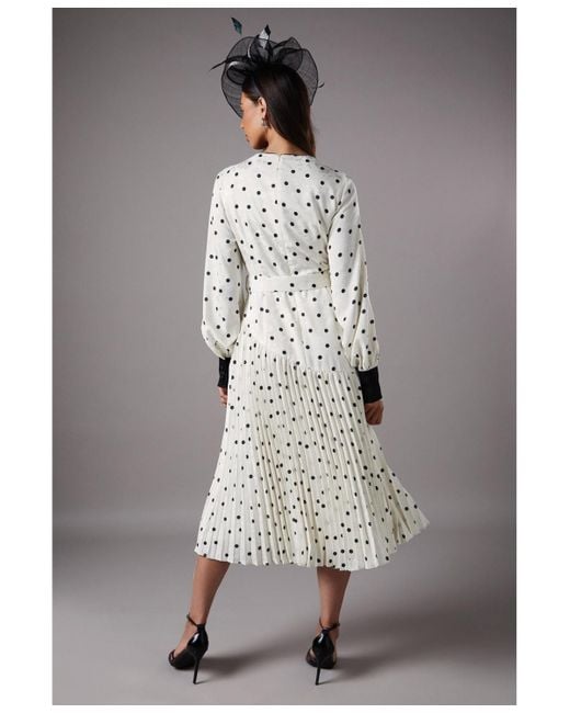 Coast White Long Sleeve Pleated Midi Dress