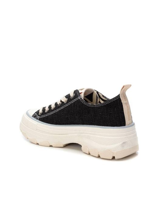 Xti Black Platform Canvas Sneakers Refresh By