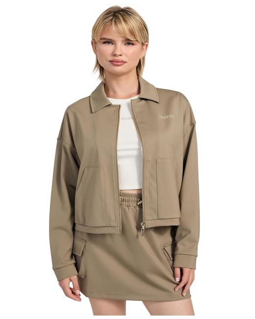 Guess Multicolor Carla Collared Zip-front Cropped Jacket