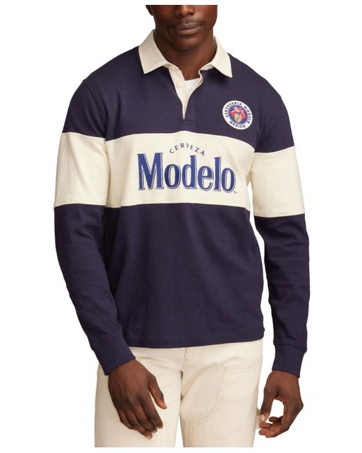 Lucky Brand Blue Modelo Long Sleeve Embroidered Rugby Shirt for men