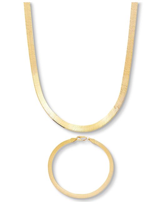 Macy's Metallic 2-pc. Set Herringbone Chain Necklace & Matching Bracelet for men