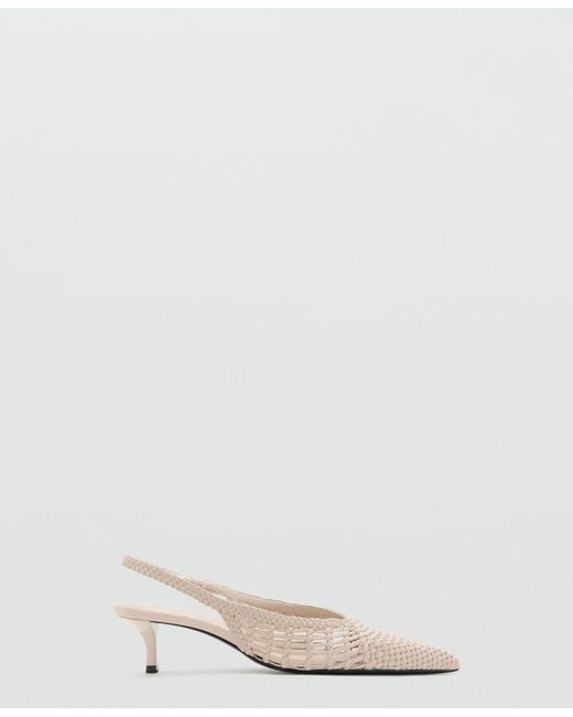 Mango White Braided Pointed Shoes